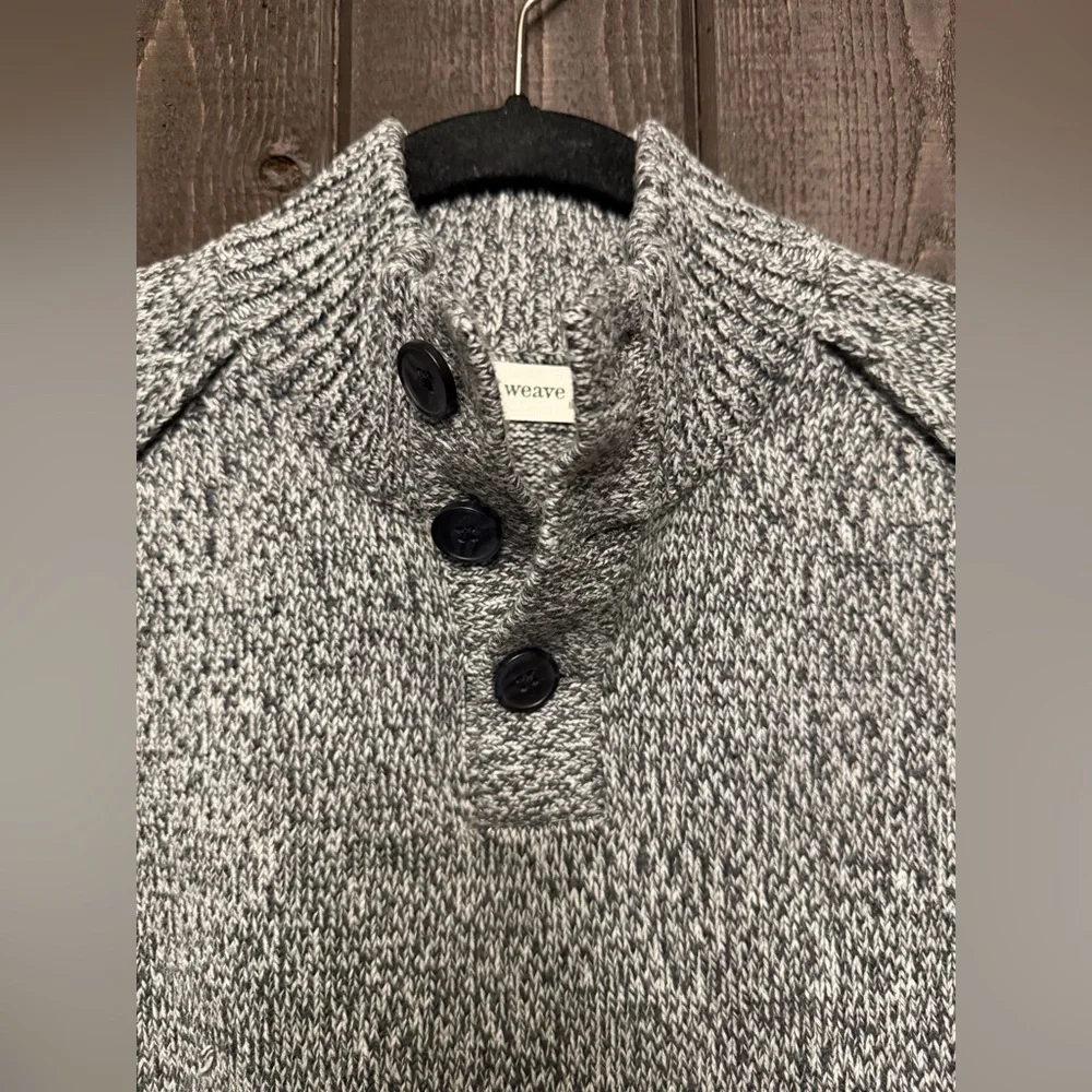 NWT Mutual Weave Men’s 3-Button Neck Sweater Pullover 100% Cotton Sz M Gray NEW!